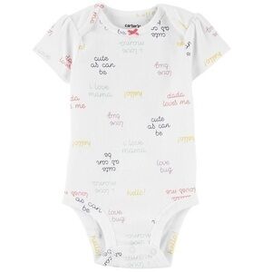 NWT. CARTER’S White Baby Onesie with Colorful Text